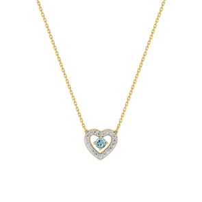 Herz Collier 750/18 K Gelbgold mit Blautopas & Zirkonia