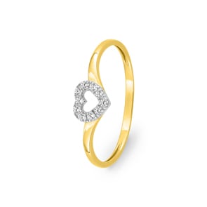 Herz Ring 375/9 K Gelbgold mit Zirkonia