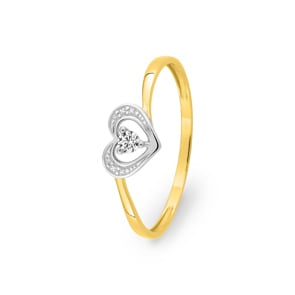 Herz Ring 375/9 K Gelbgold rhodiniert mit Zirkonia