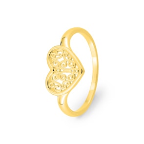 Herz Ring 375/9 K Gelbgold verziert