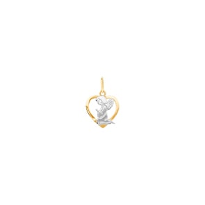 Pendetif cœur or bicolore 750/18 ct, Ange gardien