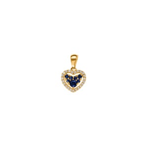 Herzanhänger 750/18 K Gelbgold mit Saphiren & Diamanten 0.08 ct H/si