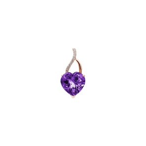 Pendentif cœur or rosé 750/18 ct avec améthyste et diamants 0.02 ct H/si