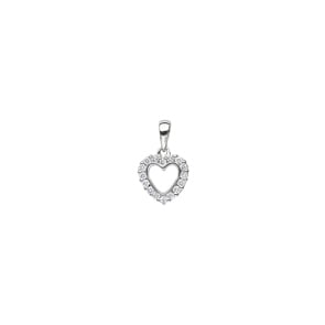 Herzanhänger 750/18 K Weissgold mit Diamanten 0.13 ct H/si