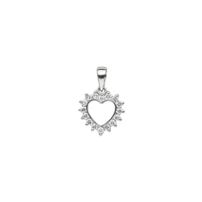 Herzanhänger 750/18 K Weissgold mit Diamanten 0.21 ct H/si