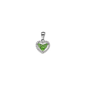 Herzanhänger 750/18 K Weissgold mit grünen Granaten & Diamanten 0.08 ct H/si