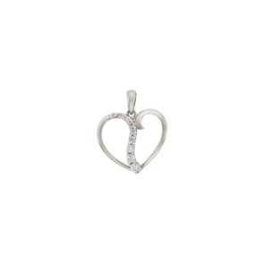 Pendentif cœur or gris 750/18 ct avec zircones