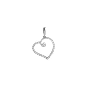 Pendentif cœur or gris 750/18 ct avec zircones