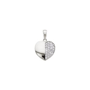 Pendentif cœur or gris 750/18 ct avec zircones