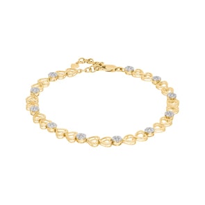 Heart Bracelet 750/18 K Yellow Gold with Diamonds 0.59 ct H/si