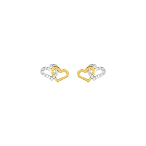 Herzohrstecker 375/9 K Gelbgold mit Rhodium & Zirkonia
