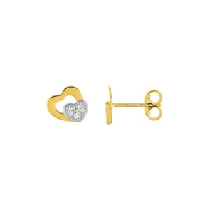 Herzohrstecker 375/9 K Gelbgold mit Zirkonia