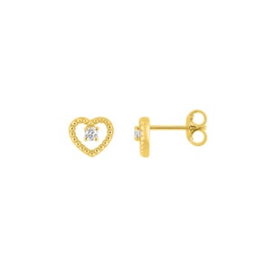Herzohrstecker 375/9 K Gelbgold mit Zirkonia