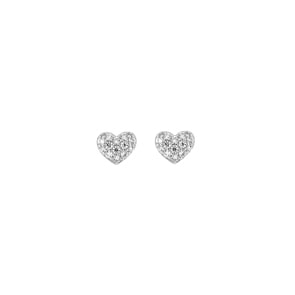 Herzohrstecker 375/9 K Weissgold mit Zirkonia Pavé