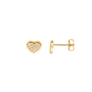 Herzohrstecker 750/18 K Gelbgold mit Zirkonia