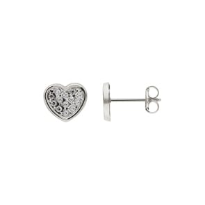 Herzohrstecker 750/18 K Weissgold mit Zirkonia