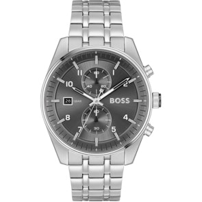 Hugo Boss Skytraveller Chronograph Silbrig / Grau