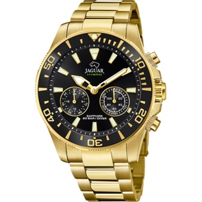 Jaguar Connected Men Diver Chronograph Hybridwatch Goldig / Schwarz