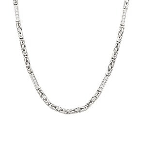 Collier chaîne royale carrée argent 925 avec zircones 4.0mm