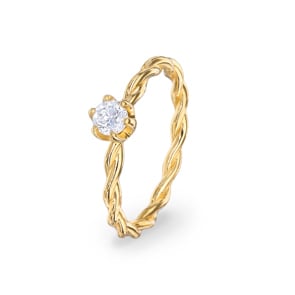 Kordelring 750/18 K Gelbgold mit Diamant 0.23 ct H/si