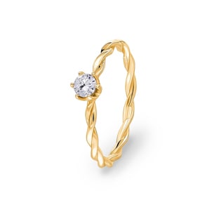 Kordelring 750/18 K Gelbgold mit Diamant 0.23 ct H/si