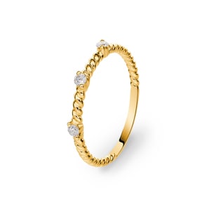 Kordelring 750/18 K Gelbgold mit Diamanten 0.10 ct H/si
