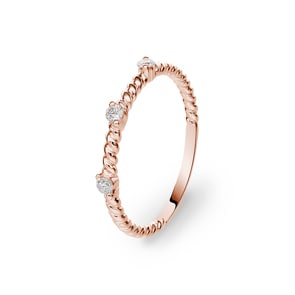 Kordelring 750/18 K Roségold mit Diamanten 0.10 ct H/si