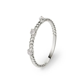 Kordelring 750/18 K Weissgold mit Diamanten 0.10 ct H/si
