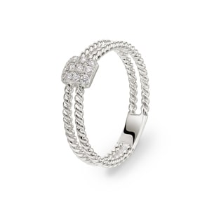Bague corde or gris 750/18 ct avec diamants 0.12 ct H/si