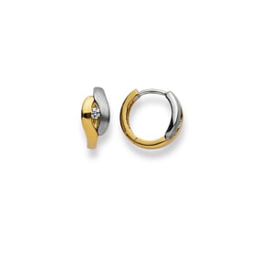 Créoles or bicolore 750/18 ct Ø 12mm avec zircones
