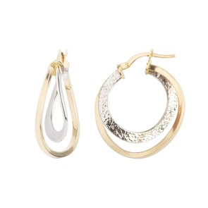 Kreolen 750/18 K Gelb-/Weissgold Fantasie