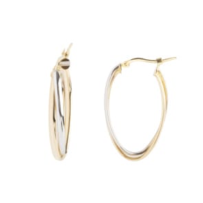 Kreolen 750/18 K Gelb-/Weissgold oval 15 x 28mm