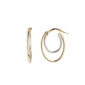 Kreolen 750/18 K Gelb-/Weissgold oval 16 x 21mm
