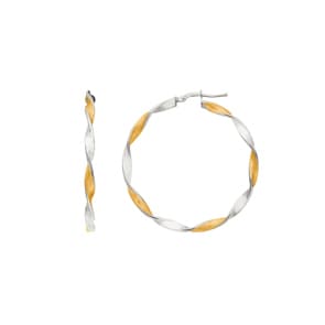 Créoles or bicolore 750/18 ct tordadé 3mm Ø 20mm