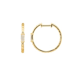 Créoles or jaune 750/18 ct avec diamants 0.06 ct H/si