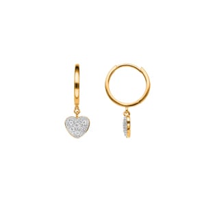 Kreolen 750/18 K Gelbgold mit Diamanten 0.13 ct H/si, Herz