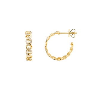 Kreolen 750/18 K Gelbgold mit Diamanten 0.18 ct H/si