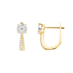 Créoles or jaune 750/18 ct avec diamants 0.40 ct H/si