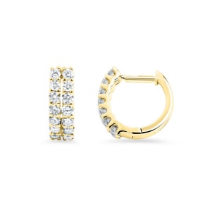 Clous d'oreilles or jaune 750/18 ct avec diamants 0.75 ct H/si