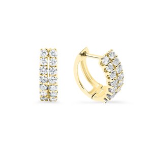 Clous d'oreilles or jaune 750/18 ct avec diamants 0.75 ct H/si