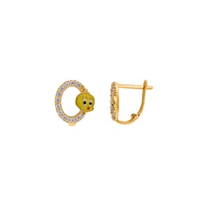 Kreolen 750/18 K Gelbgold mit Lack & Zirkonia