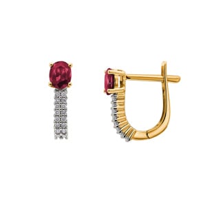 Kreolen 750/18 K Gelbgold mit Rubin oval und Diamanten 0.13 ct H/si