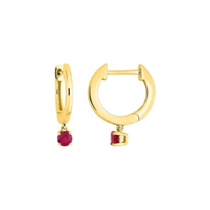 Kreolen 750/18 K Gelbgold mit Rubin rund