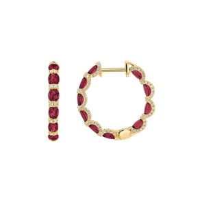 Kreolen 750/18 K Gelbgold mit Rubinen & Diamanten 0.67 ct H/si