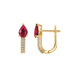 Kreolen 750/18 K Gelbgold mit Rubinen und Diamanten 0.12 ct H/si
