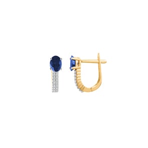 Kreolen 750/18 K Gelbgold mit Saphir oval und Diamanten 0.13 ct H/si