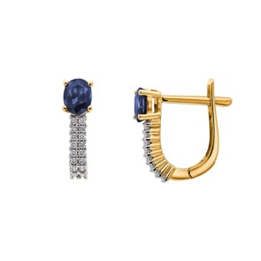 Kreolen 750/18 K Gelbgold mit Saphir oval und Diamanten 0.13 ct H/si