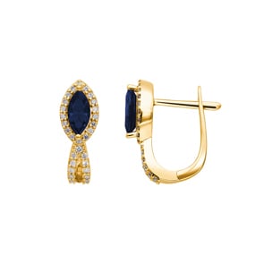 Créoles or jaune 750/18 ct avec saphir et diamants 0.24 ct H/si