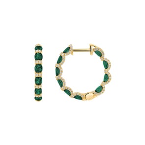 Kreolen 750/18 K Gelbgold mit Smaragden & Diamanten 0.67 ct H/si