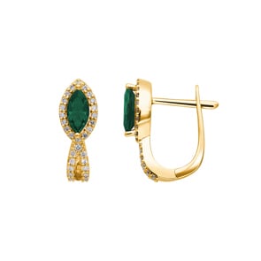Kreolen 750/18 K Gelbgold mit Smaragden und Diamanten 0.24 ct H/si